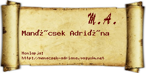 Manácsek Adriána névjegykártya